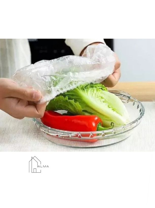 درپوش نایلونی یکبار مصرف ظروف دور کش دار ۱۰۰ عددی