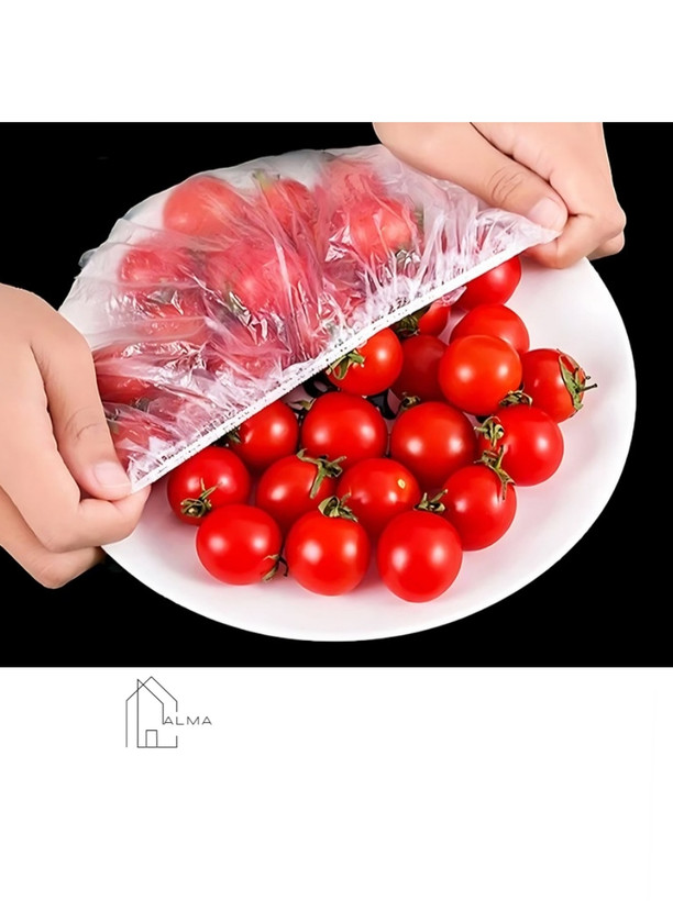 درپوش نایلونی یکبار مصرف ظروف دور کش دار ۱۰۰ عددی